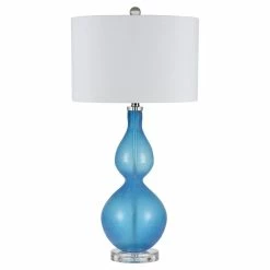 Brand new 🥰 Cal Lighting Catania 16" Durable Resin Table Lamp In Ocean Blue/White 😀