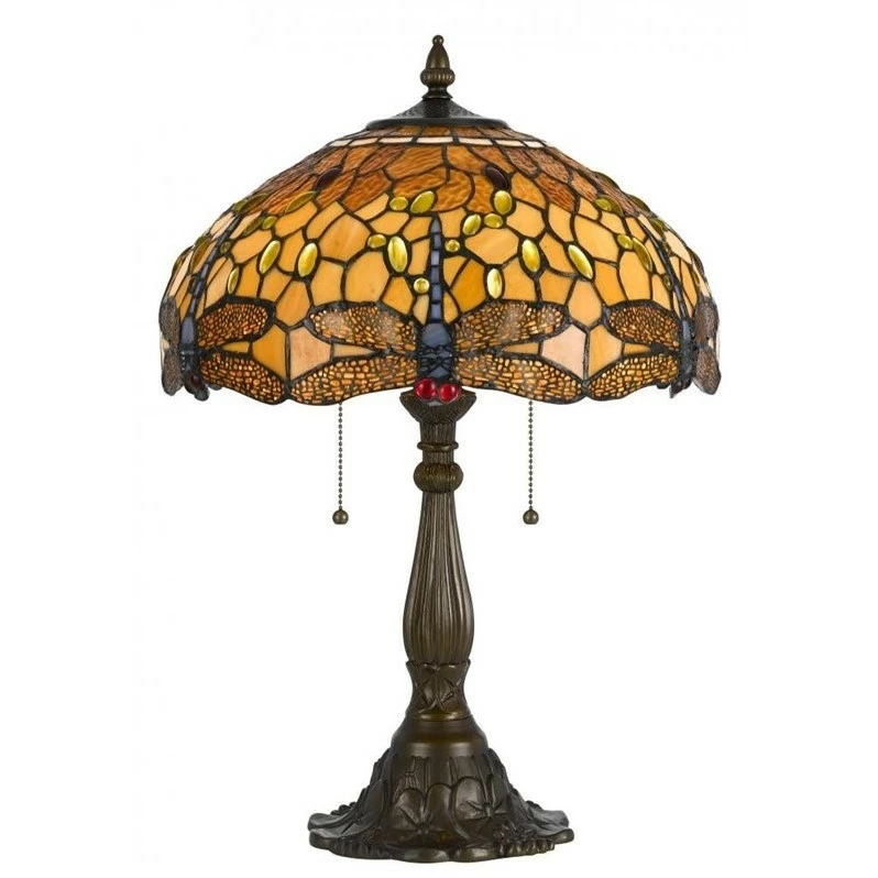 Budget โ Cal Lighting Tiffany 16.5" Metal And Glass Table Lamp In Antique Brass ๐ - Image 2