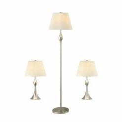 Wholesale 💯 Stonecroft Furniture Stonecroft Harrison 3 Piece Elegant Lamp Set In Nickel 😍