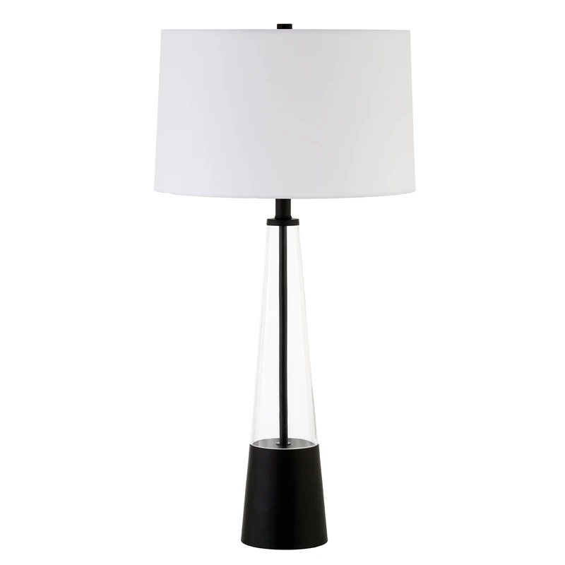 Best Sale ๐ Henn&Hart 15" Blackened Bronze Metal/Glass/Fabric Table Lamp ๐