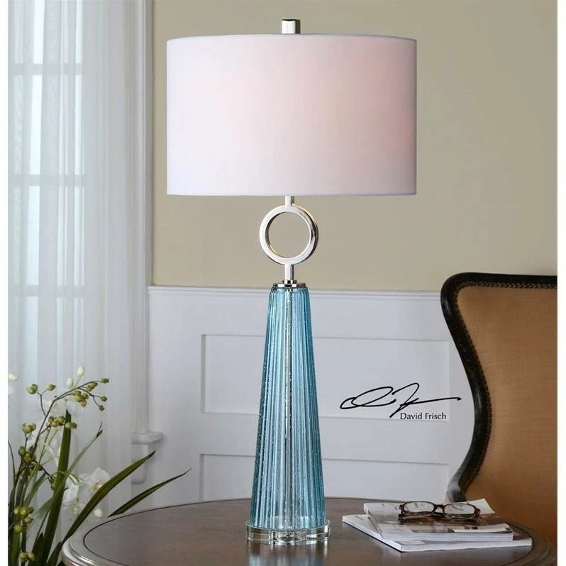 Coupon ๐ Allora 1-Light Crystal And Glass Table Lamp In Blue โ๏ธ - Image 2