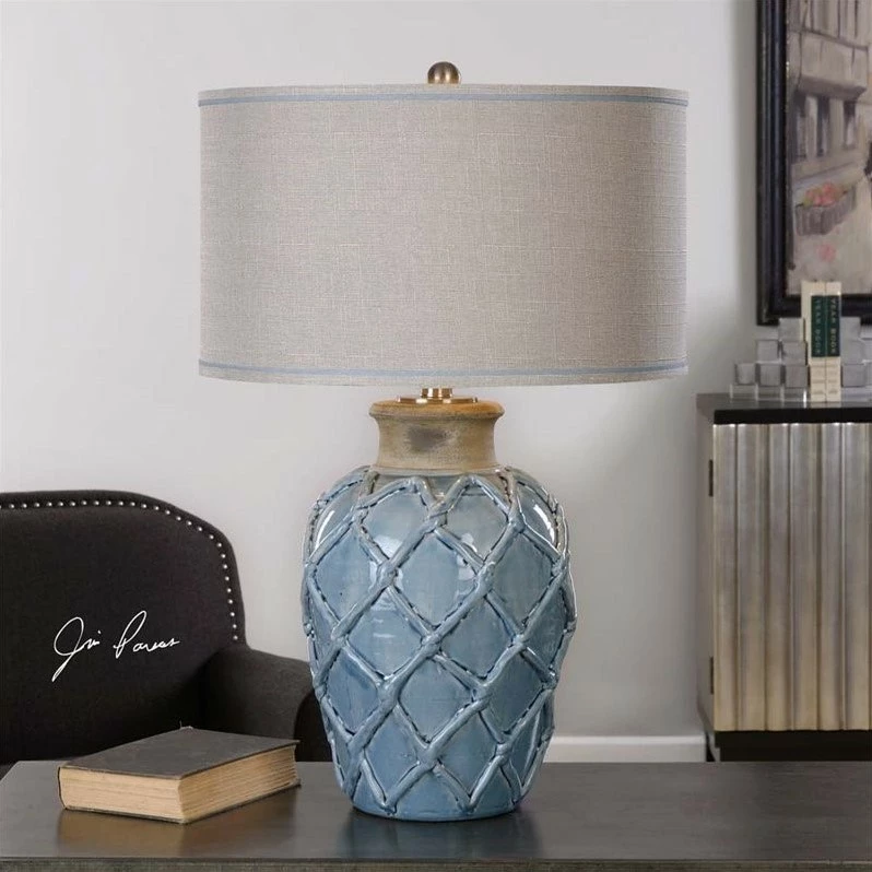 Best Pirce 🛒 Allora 1-Light Steel And Ceramic Table Lamp In Pale Blue 😍 - Image 2