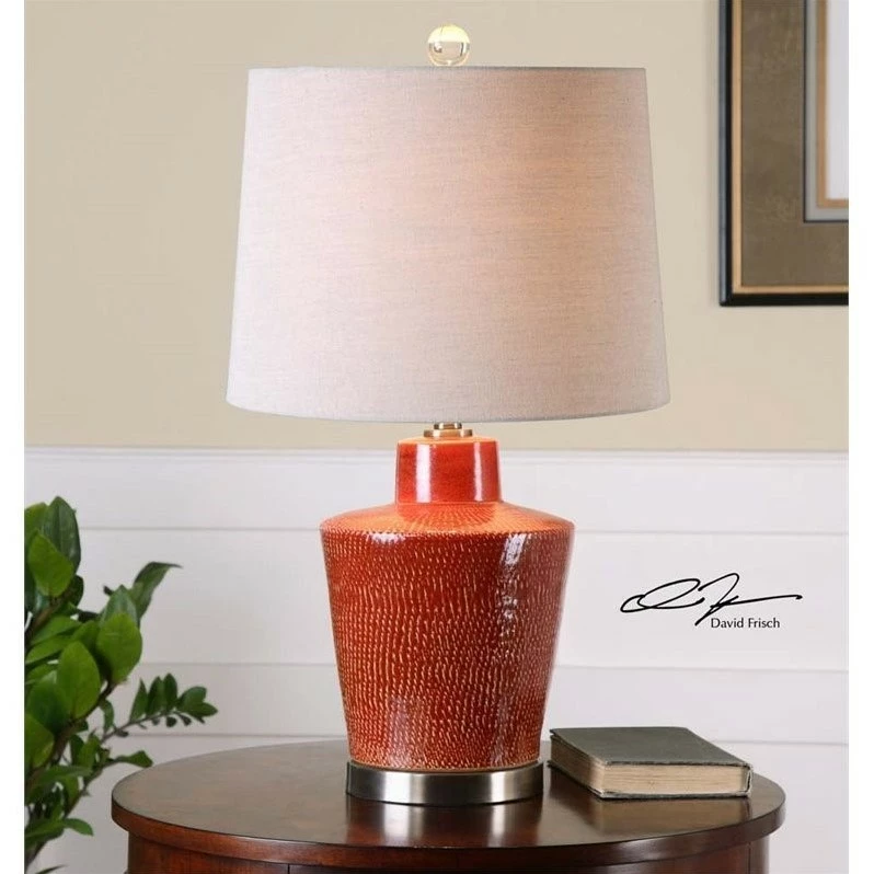 Best reviews of 👍 Allora 1-Light Ceramic And Metal Table Lamp In Brick Red ✨ - Image 2