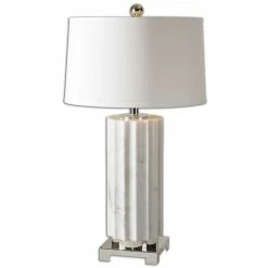 Best reviews of 🧨 Allora 1-Light Resin And Metal Lamp In White Marble Finish 🧨