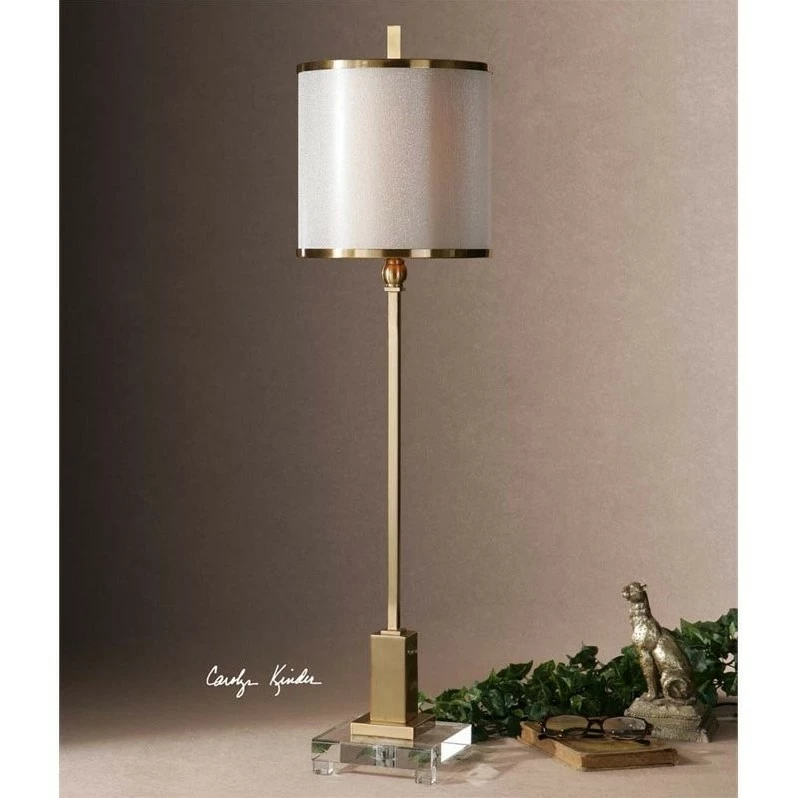 Best Sale ✔️ Allora 1-Light Crystal And Metal Buffet Lamp In Brushed Brass ✨ - Image 2