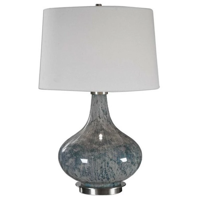 New ๐ Allora 1-Light Mottled Glass And Metal Lamp In Light Blue Gray ๐ฅ