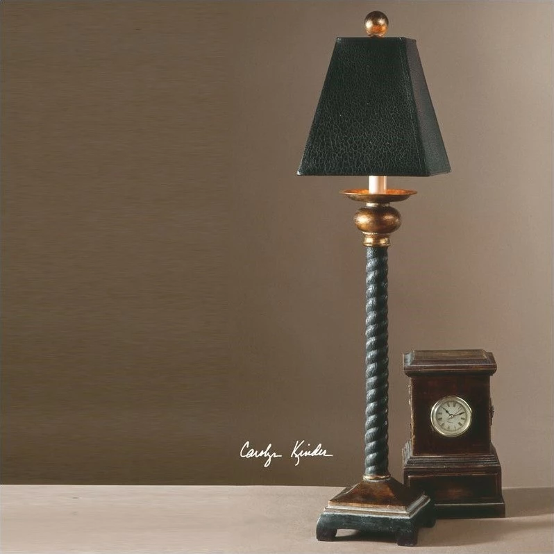 Buy ๐ Allora 1-Light Resin Buffet Lamp In Matte Black And Washed Gray Glaze โญ - Image 2