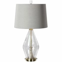 Cheap 🤩 Allora 1-Light Crackled Glass And Metal Lamp In Clear And Plated Brushed Brass ❤️