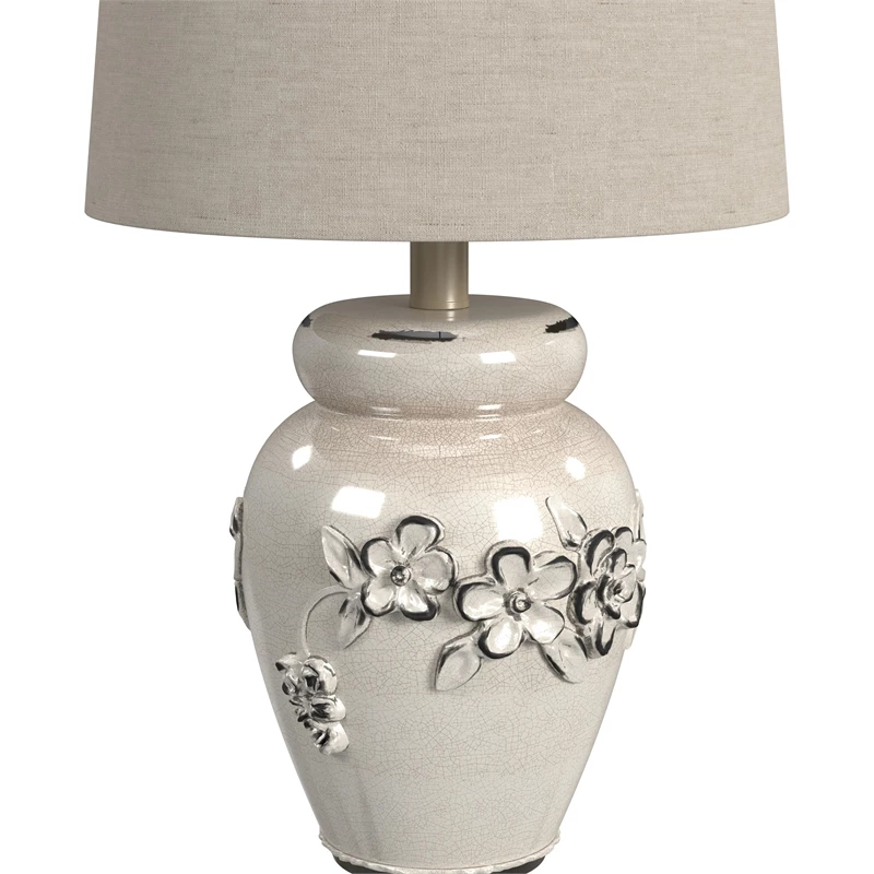 Hot Sale 🔔 Bassett Mirror Eleanore Ceramic Table Lamp In Crackled Ivory 🔥 - Image 3