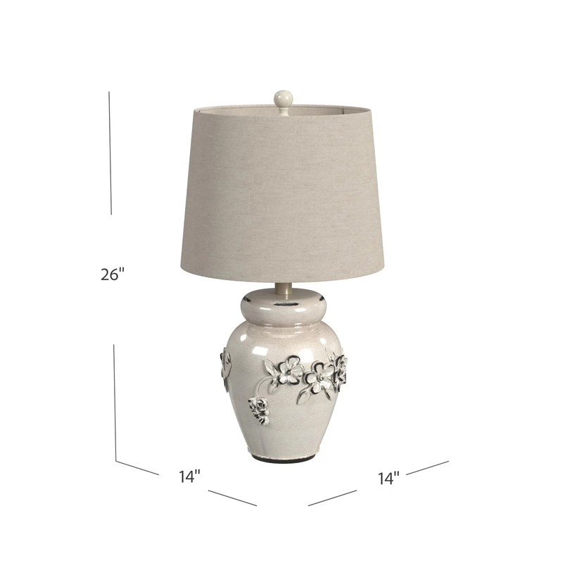 Hot Sale 🔔 Bassett Mirror Eleanore Ceramic Table Lamp In Crackled Ivory 🔥 - Image 4