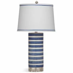 Coupon 👍 Bassett Mirror Regatta Ceramic Stripe Table Lamp In Blue And White 💯