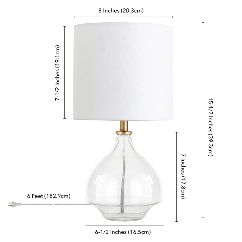Best deal π Henn&Hart 8" Clear Glass Metal/Glass/Fabric Mini Lamp π 11 Best deal π Henn&Hart 8" Clear Glass Metal/Glass/Fabric Mini Lamp π - Image 9