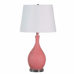 Outlet 🎁 ORE International 28" Telli Pebble Mid Century Resin Table Lamp In Pink ✨