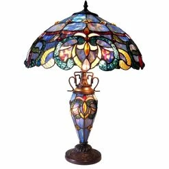Deals ❤️ Chloe Lighting CHLOE Nora Tiffany Style Victorian Double Lit 3 Light DTable Lamp 18" Shade 🎁