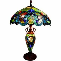 Best Sale ✨ Chloe Lighting CHLOE Demetra Aurora Tiffany 3 Light Victorian Double Lit Table Lamp 18" Shade 🤩