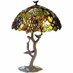 Cheap ⌛ Chloe Lighting CHLOE 2 Light Tiffany Featuring Leafs & Grapes Table Lamp Oval Shape 20" Shade ⭐