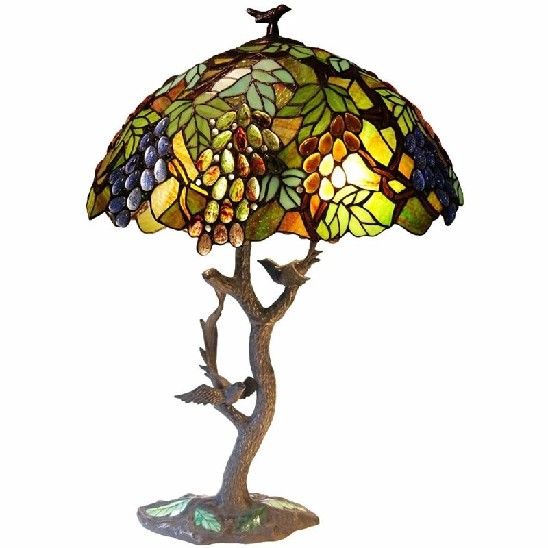 Cheap ⌛ Chloe Lighting CHLOE 2 Light Tiffany Featuring Leafs & Grapes Table Lamp Oval Shape 20" Shade ⭐