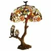 Best Sale 🛒 Chloe Lighting CHLOE 4 Light Tiffany Flowers & Birds Double Lit Table Lamp Oval Shape 19" Shade 🎉