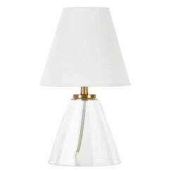 Best Pirce 👍 Henn&Hart 8" Clear Glass Metal/Glass/Fabric Mini Lamp 🥰