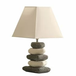 Best Pirce 😉 ORE International 17.5" Coastal Darya 5 Stacked Pebble Ceramic Table Lamp White 👏