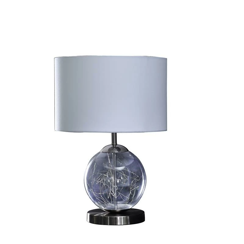 Hot Sale 😉 ORE International 20.5" Athena Glass LED Plasma Silver Metal Table Lamp ❤️ - Image 2