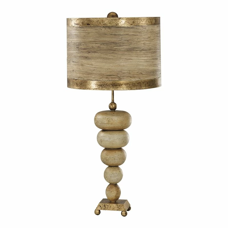 Budget ๐ Lucas McKearn Retro Traditional Resin Table Lamp In Textured Cream/Gold ๐ฅฐ