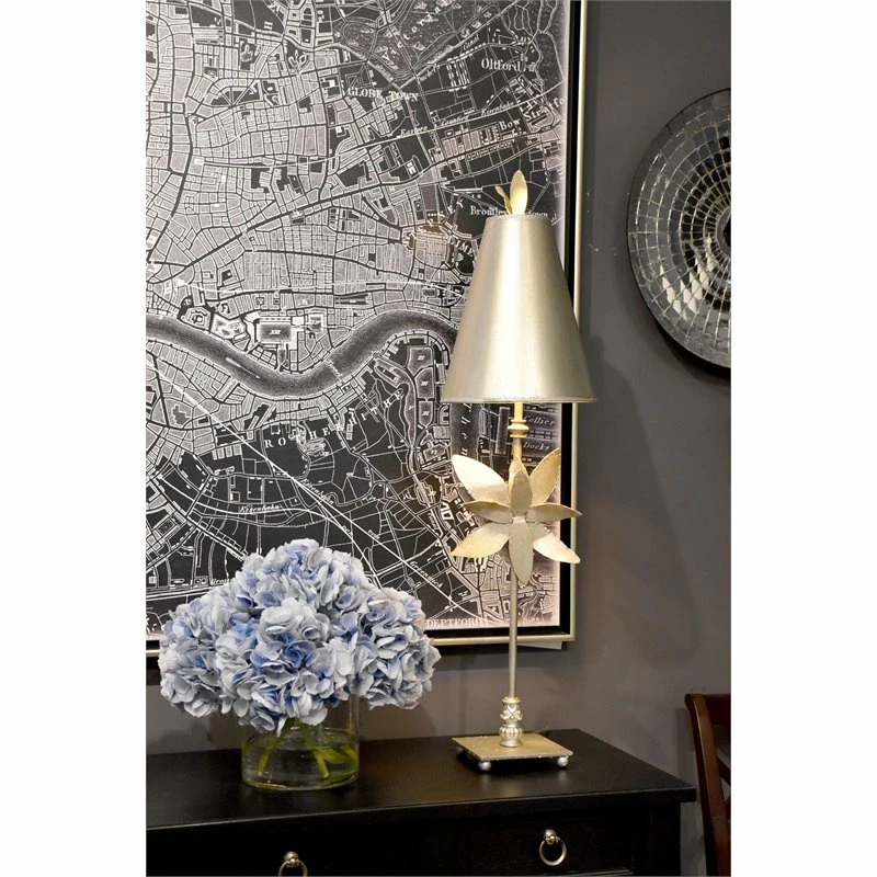 Budget ⌛ Lucas McKearn Azalea Traditional Metal Table Lamp In Silver Leaf ✨ - Image 2