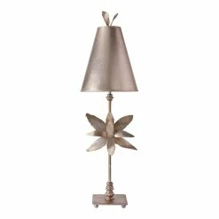 Budget ⌛ Lucas McKearn Azalea Traditional Metal Table Lamp In Silver Leaf ✨