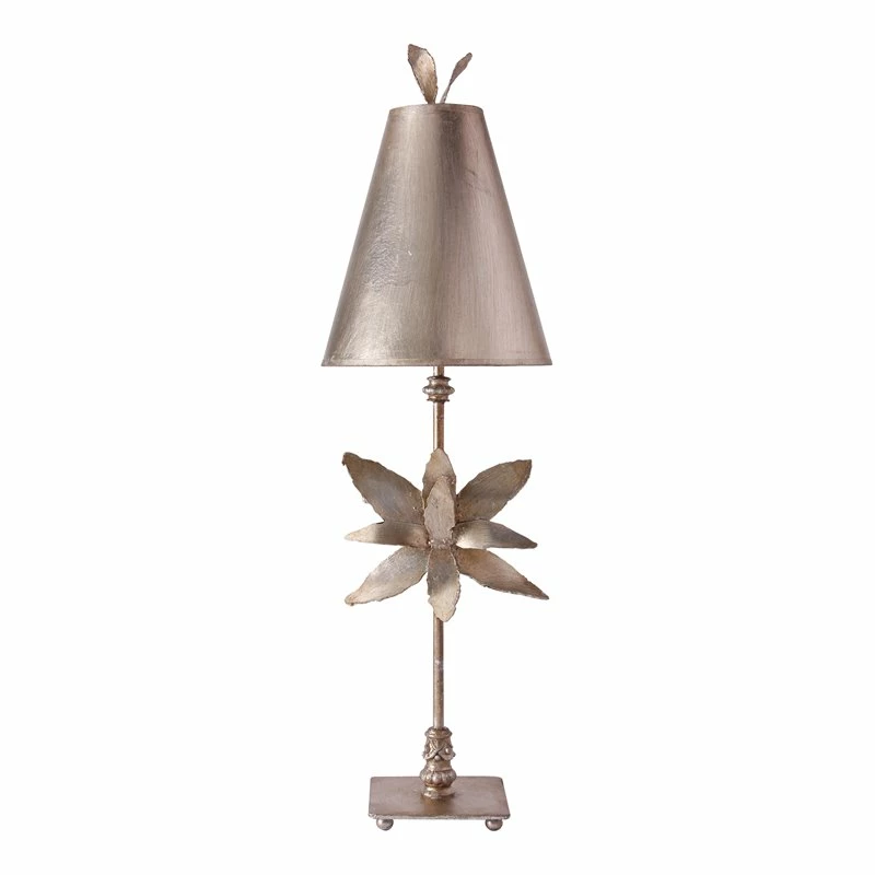 Budget ⌛ Lucas McKearn Azalea Traditional Metal Table Lamp In Silver Leaf ✨