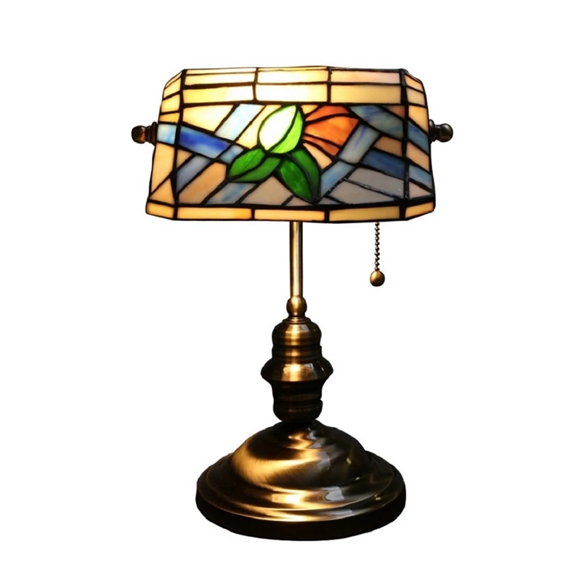 Promo ✨ Renovators Supply Manufacturing Table Lamp Antique Brass Style Stained Floral Glass 14" Height X 9.5" Width 🎁 - Image 8