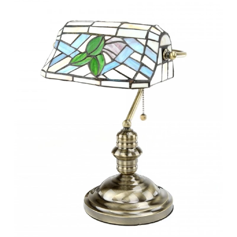 Promo ✨ Renovators Supply Manufacturing Table Lamp Antique Brass Style Stained Floral Glass 14" Height X 9.5" Width 🎁