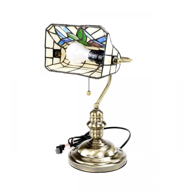 Promo ✨ Renovators Supply Manufacturing Table Lamp Antique Brass Style Stained Floral Glass 14" Height X 9.5" Width 🎁 - Image 3