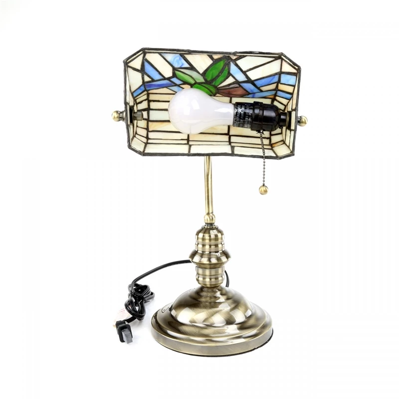 Promo ✨ Renovators Supply Manufacturing Table Lamp Antique Brass Style Stained Floral Glass 14" Height X 9.5" Width 🎁 - Image 4