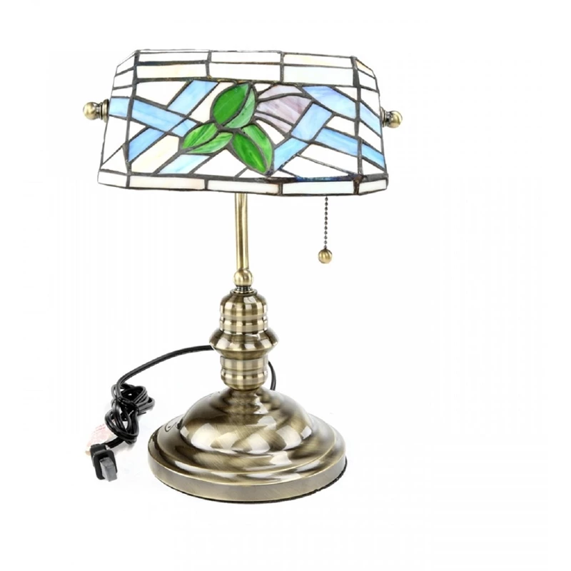 Promo ✨ Renovators Supply Manufacturing Table Lamp Antique Brass Style Stained Floral Glass 14" Height X 9.5" Width 🎁 - Image 5