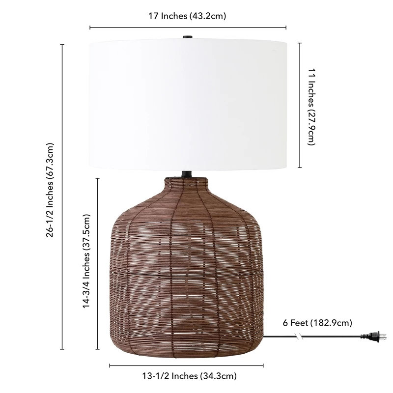Best Pirce ๐งจ Henn&Hart 17" Umber Rattan Rattan/Metal/Fabric Table Lamp โ - Image 7