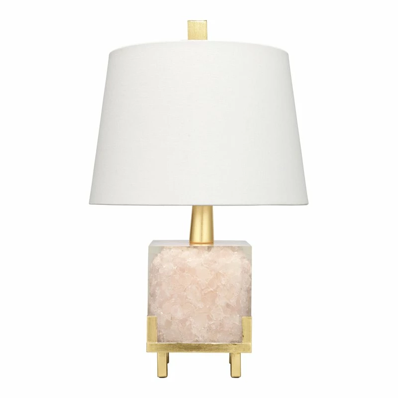 Brand new ๐ Jamie Young Co Bijou Traditional Stone Table Lamp In Pink Quartz/Gold Leaf ๐