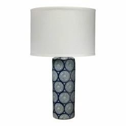 Hot Sale ❤️ Jamie Young Co Neva Coastal Ceramic Table Lamp With Linen Shade In Blue 👍