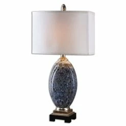 Promo 🤩 Bowery Hill Contemporary Rust Distressing Lamp In Blue 🔔