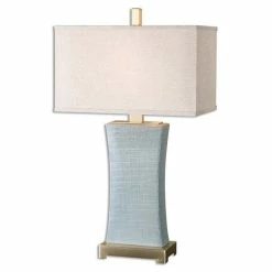 New 👏 Bowery Hill Contemporary Ceramic Blue Gray Table Lamp 😀