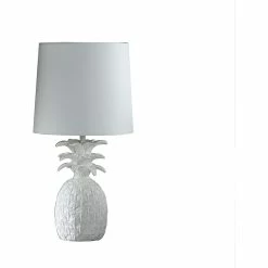Wholesale 🔥 ORE International 17" Coastal White Tropical Heahea Pineapple Polyresin Table Lamp 🔥