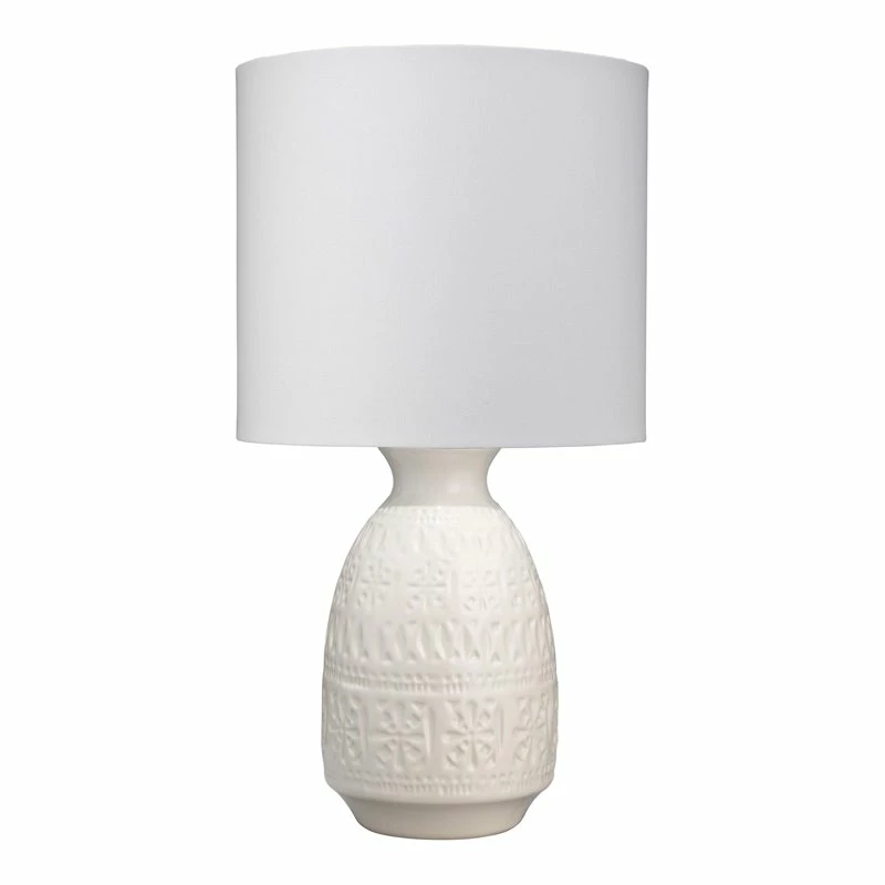 New 🤩 J&D Designs Frieze Coastal Ceramic Table Lamp With Linen Shade In White Finish 👍