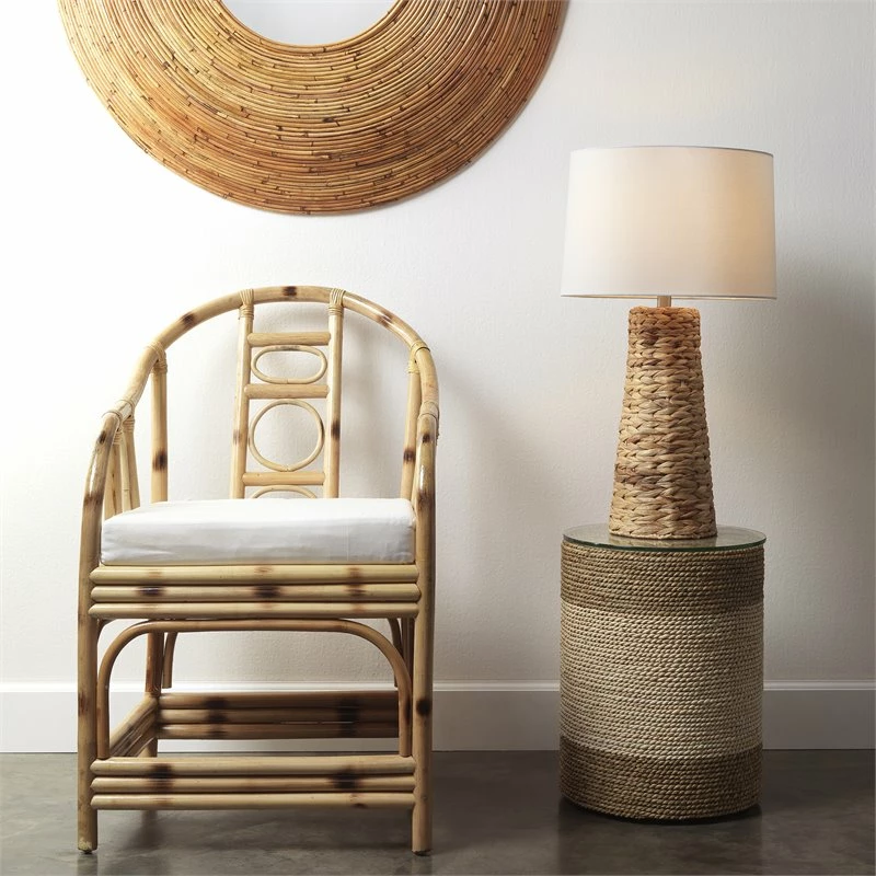 New 😍 J&D Designs Haven Coastal Seagrass And Fabric Table Lamp In Natural Finish 😉 - Image 2