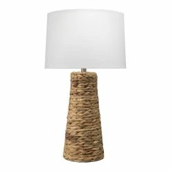 New 😍 J&D Designs Haven Coastal Seagrass And Fabric Table Lamp In Natural Finish 😉