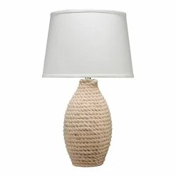 Brand new 🤩 J&D Designs Coastal Fabric Table Lamp With Tapered Shade In White Rope Finish 🎁