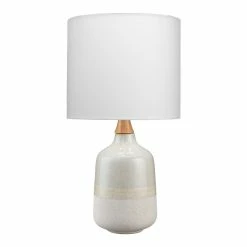 Best Pirce 🛒 J&D Designs Alice Coastal Ceramic And Rubber Wood Table Lamp In Cream/Light Blue ✨
