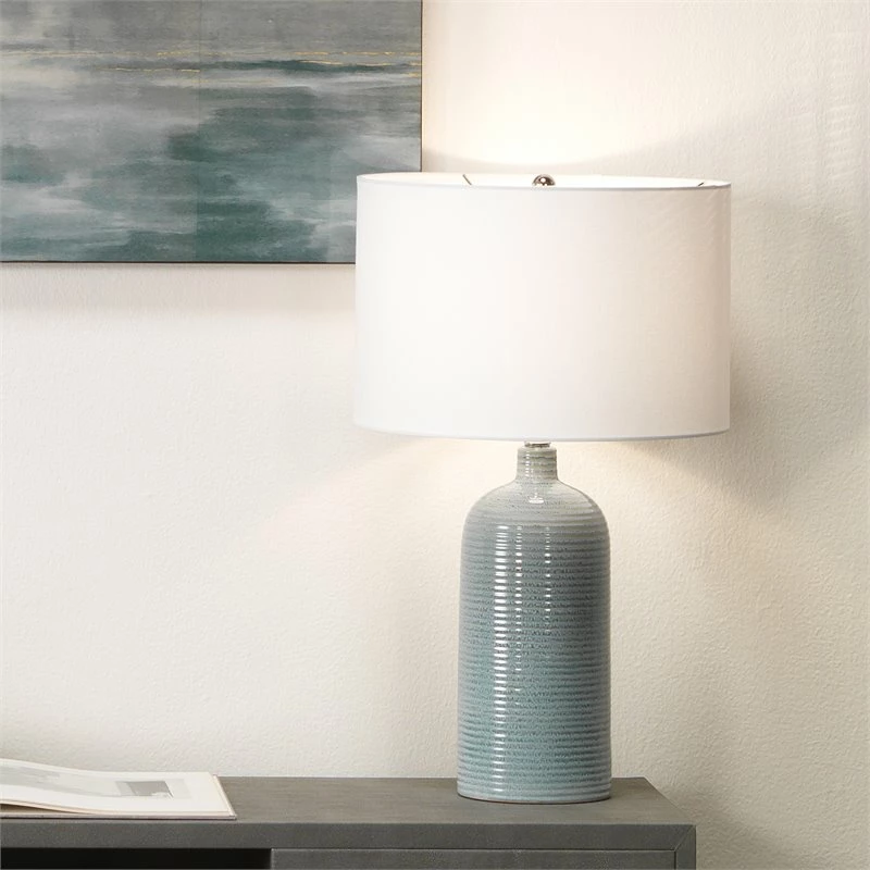 Deals 🔔 J&D Designs Declan 25.5" Coastal Ceramic Table Lamp In Blue Reactive Glaze 🔥 - Image 4