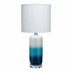 Top 10 😀 J&D Designs Haze Coastal Ceramic Table Lamp With Linen Shade In Blue Ombre/White 🔔