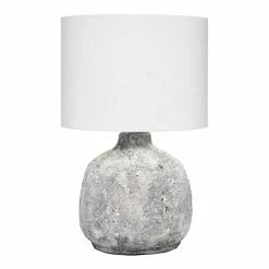 Best deal 🎁 J&D Designs Blake 14.5" Coastal Ceramic And Cotton Table Lamp In Gray Textured 👍