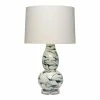 Best deal 🛒 J&D Designs Elodie 26" Coastal Glass And Linen Table Lamp In White/Blue Swirl 🥰