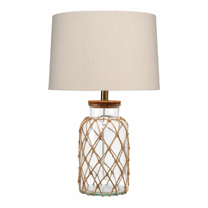 Top 10 ๐ J&D Designs JandD Designs Coastal Rope And Glass Table Lamp In Clear And Natural Finish ๐